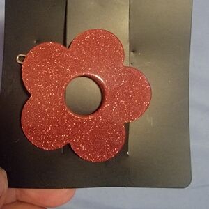 Paparazzi Pink Glitter Flower Hair Clip X3